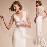 French Brao-Smear High-End Sensense White Fishtail Shoulder Lace Lace-Faced Light Wedding Dress Small Drag Tail Thin Simple New HZ0517