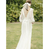 Simple Wedding Dress Light Korean Wedding Fairy Color Shade Arm White Certificate Dress Sexy Bare Back Yarn HZ0517