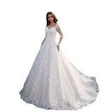 2026 New Women's Long-Sleeved Shoulder Bridal Wedding Dress Dress Sexy Dress HZ0517