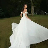 Light Wedding Dress 2026 New Shoulder Dress Fashion Side Fork And Tail Dress HZ0517