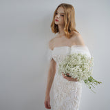 French White Shoulder Lace Light Wedding Dress Dress Yarn Outdoor Lawn Elegant And Simple HZ0517