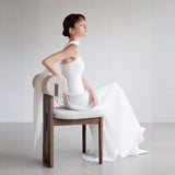 Temperament Breast Folded Light Wedding Dress Shoot Niche Lawn Wedding Simple Main Wedding Dress Engagement Certificate Elegant White Yarn HZ0517