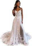 Spring Lace Wedding Dress Bridal Dress Sling Long Small Tail High Sense Bridal Dress Side Opening Fork HZ0517
