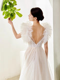 Sen's Sweet Princess Ponpong Wedding Dress Vintage Bubble Sleeve Lawn Wedding Trip Light Yarn Out HZ0517
