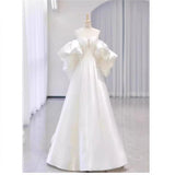 White French High-End Dress Word Shoulder Bubble Sleeve Light Main Wedding Dress New Bride Go Out Yarn Welcome HZ0517