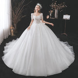 French Main Wedding Dress 2026 New Bridal Court Style Temperament Retro Princess Windy Tail Thin Wedding Dress HZ0517