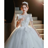 Main Wedding Dress 2025 New Bridal Deep V-Neck Thin Tailed French High-Quality Court Style White Wedding Dress HZ0517