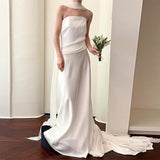 Brased Light Wedding Dress 2026 New Bride Simple Densate French Style Small Retro Go-Out White Tail Dress HZ0517