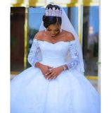 Bride Main Wedding Dress 2026 New Mid-Rise Long-Sleeved Lace White French High-End Shoulder Drag-Tail Wedding Dress HZ0517