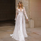 Wedding Dress 2026 New Sexy Lace Long Sleeve Dress Evening Dress White HZ0517