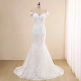 2026 New Shoulder Lace Short Sleeves Thin Dress Drag Floor Wedding Dress New HZ0517