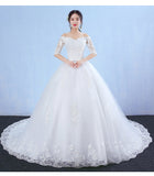 One-Word Shoulder Wedding Dress Bride 2025 New Long-Tailed Dream Princess Korean Long Sleeves Thin Wedding Dress HZ0517