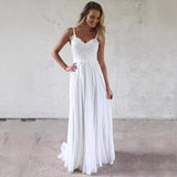Female V Tie With Beach Wedding Dress Suitable For The Bride's Long A-Word Chiffon Wedding Dress Lace Wedding Dress HZ0517