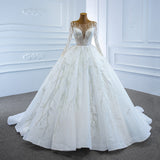 Long-Sleeved Classic Wedding Dress 2026 New Bride Wedding Yarn Spring Temperament Tailing Ceremony Dress HZ0517