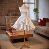 New Light Wedding Dress Bridal Temperament Engagement Dress Birthday Banquet Small White Brat Short Dress HZ0517
