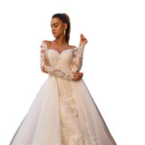 Sexy Mermaid Wedding Dress 2026 New Shoulder Lace Long-Sleeved Buttonback Bridal Wedding Dress HZ0517