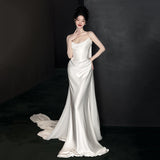 Simplicity Of The Bridal Bridal French Simple High-End Welcome Out Of The Yarn White Bratail Tug-Tail Dress HZ0517