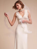 French Brao-Smear High-End Sensense White Fishtail Shoulder Lace Lace-Faced Light Wedding Dress Small Drag Tail Thin Simple New HZ0517