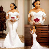 One-Word Shoulder Wedding Dress 2026 New Drag African Bride Fishtail Sexy Outdoor Lawn Welcome Yarn HZ0517