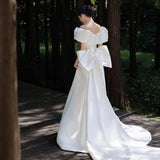 The Main Dress Of The Sting Face Dress Shoulder 2026 New Thin Bride Tailed High-End Retro Bow Dress HZ0517