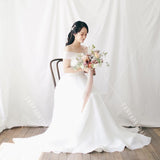 One-Word Shoulder Simple Light Wedding Dress 2025 New Lawn Sen System Wedding Super Fairy Travel To Welcome The Gown HZ0517