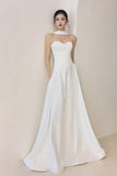 French-Style Lint-Faced Light Wedding Dress 2025 New Bridal Simple Temperament Breast-Shape High-End Engagement Dress Dress Yarn HZ0517