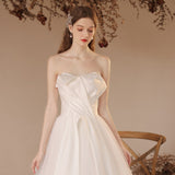 Bride Wedding Yarn 2026 Spring Rice White Densate Engagement Temperament Long Dress Skirt Simple HZ0517