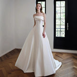 French-Style Linden Light Wedding Dress 2025 New Bridal Simple Niche High-End Feeling Out Yarn Tail White Dress Dress HZ0517