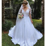 Wedding Dress 2026 New Deep V Long-Sleeved Lace Thin Fashion Bridal Tailed Wedding Dress HZ0517