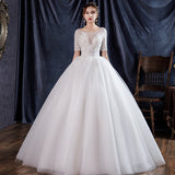 Wedding Bride 2025 New Dream Korean Small One-Word Shoulder Leaster Lace Wedding Dress G33 HZ0517