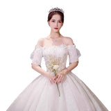 Light Wedding Dress 2025 New Bridal Main Yarn Temperament Luxury Shoulder Court Wind Out Of The Yarn Starry Sky Tail HZ0517