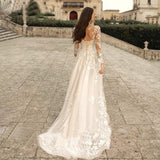 Deep V-Tailed Wedding Dress Long Sleeves In The Spring Of 2026 New Tug-Tail Slim Slim Sexy Simple Travel Shot HZ0517