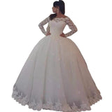 One-Word Shoulder Lace Bridal Wedding Station 2026 New Long-Sleeved Temperament Thin Dress HZ0517