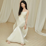 French White Slings Light Wedding Dress New Super Fairy Light Luxury Engagement Dress Can Wear Simple Dress Every Day HZ0517