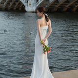 White Sling Light Wedding Dress Yarn Travel Shot 2025 Simple New Niche Bride Slimming Dress HZ0517