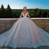 2026 New Main Wedding Dress Fashion Shiny Long-Sleeved Ball Dress To Close The Back Of The Lily Dress HZ0517