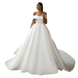 The Bride's Word Shoulder Wedding Dress Outside The Single-Sing Face To The Waist Of The Thin And Fluffy Wedding Dress Noble Breast HZ0517