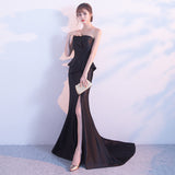 Black Evening Dress Women 2026 New Summer Fishtail Banquet Fashion Sexy Host Dress Small Tail HZ0517