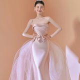 The Theme Of The Studio Wedding Dress Pink Couple With Breasts To Collect Waist Fishtail Butterfly Butterity Sleeveless New Korean Version Of Dress HZ0517