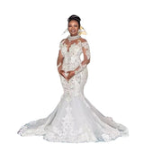 Wedding Dress African Bride Long Sleeve Lace Wedding Mermaid Dress Dress HZ0517