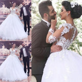 2026 New Long-Sleeved Lace Collar Wedding Dress Ponve Yarn Retro Court Dress HZ0517