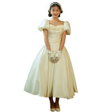 Vintage Travel Photo Wedding Dress New French High-End Princess Dress Bubble Sleeve Flower Dress Women Go Out Yarn HZ0517