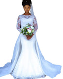 New Tulle Tectaic Dress African Large-Size Fishtail Long Tail Wedding Dress HZ0517