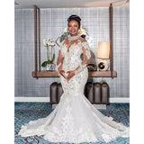 Wedding Dress African Bride Long Sleeve Lace Wedding Mermaid Dress Dress HZ0517