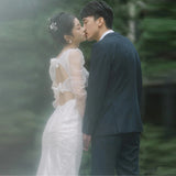 Sen's Light Wedding Dress Bride Simple Super Fairy Outdoor Travel Shooting Lawn Wedding With Long Sleeves Welcome Dress HZ0517