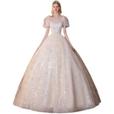 Large-Size Wedding Dress 200 Pounds Fat MM Wedding Dress Female Thin Pregnant Woman Bubble Sleeve Temperament Wedding Dress HZ0517
