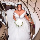 Finely Lied Deluxe Long Sleeve Ball Dress Wedding Dress Crystal Vintage Mermaid Bridal Dress Detachable Dress HZ0517