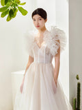 Sen's Sweet Princess Ponpong Wedding Dress Vintage Bubble Sleeve Lawn Wedding Trip Light Yarn Out HZ0517