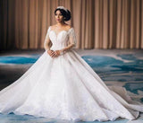 2026 New Wedding Dress African Bride Wedding Long-Sleeved Pearl Wedding Dress HZ0517