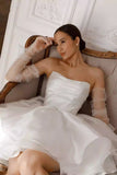 White One-Word Shoulder Evening Dress New French Unkempt Dress Short Dress Birthday Party Dress High Sense HZ0517